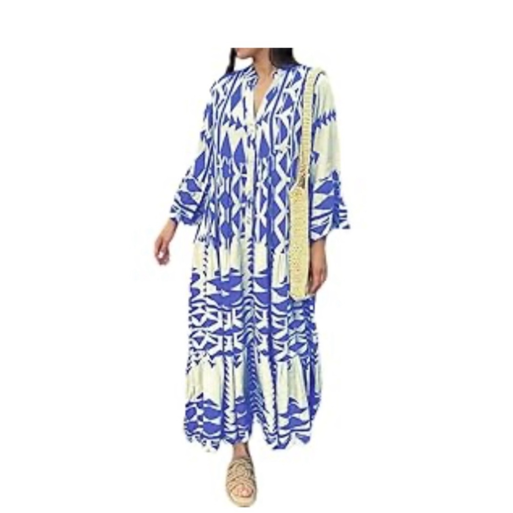 Blue and White Women's Dress